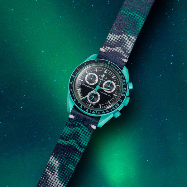 REM – Northern Lights – Laser engraved watch strap for MoonSwatch